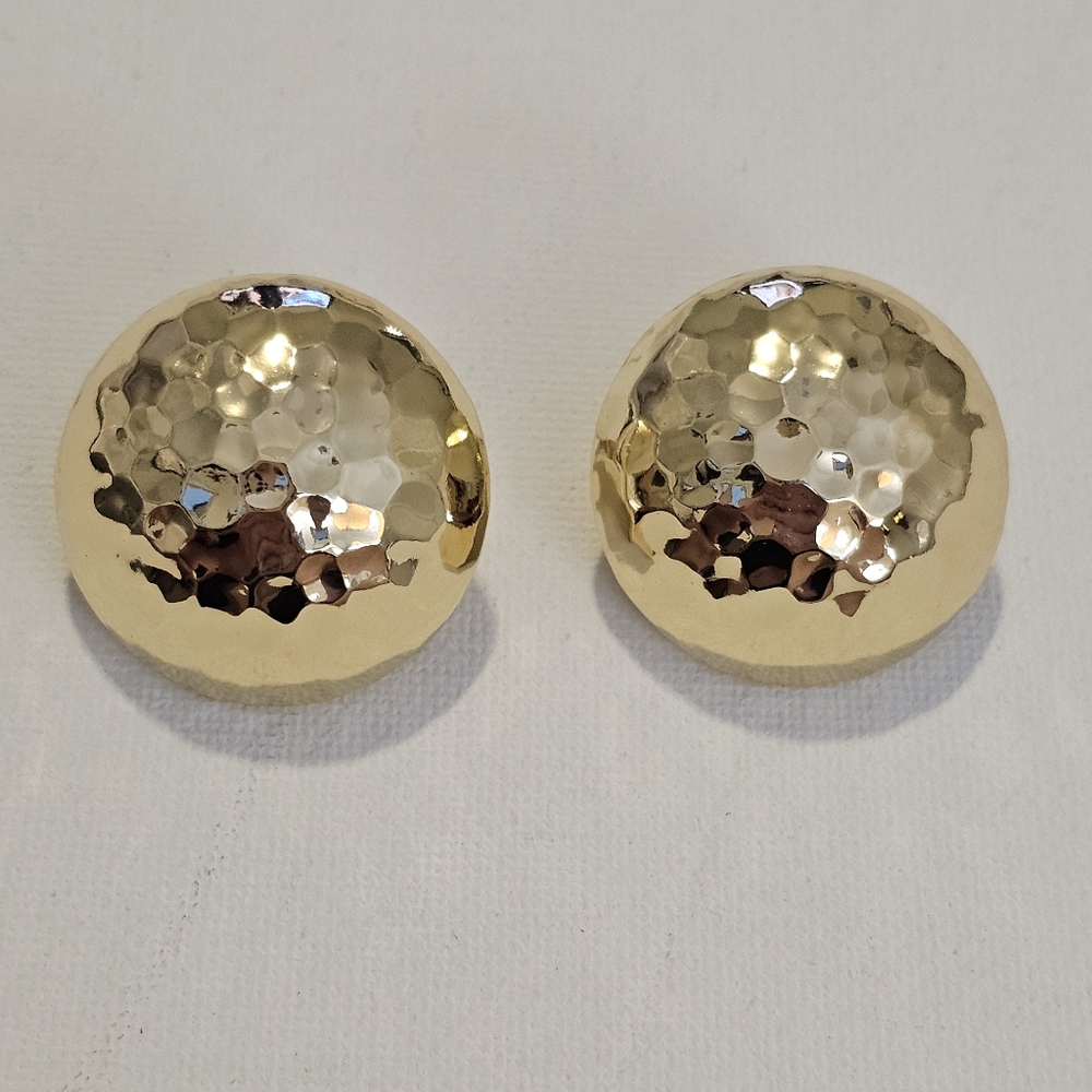 Gold Hammered Dome Earrings